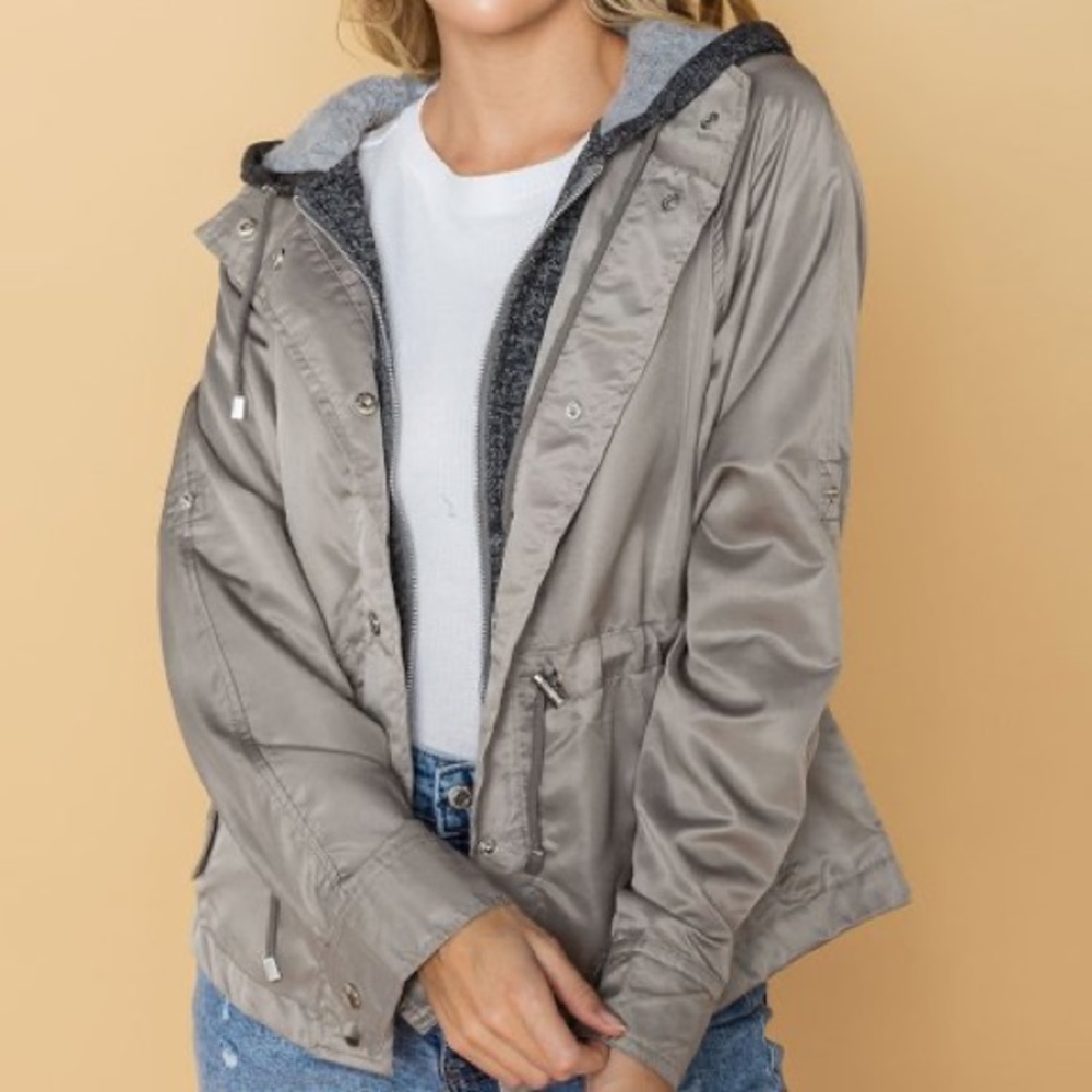 Delia’s Sz S Gray Parka Jacket with Charcoal Hoodie